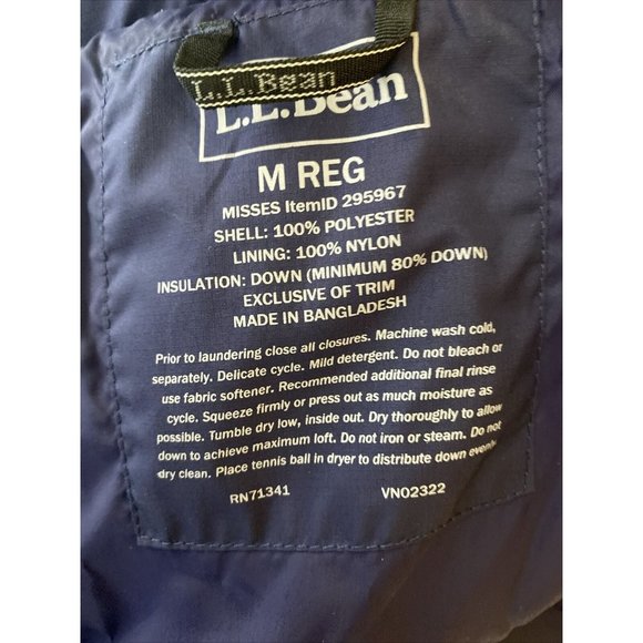 LL Bean DownTek Down Puffer Jacket Womens Size M Navy Blue Pertek Classic 295967 - Picture 8 of 10